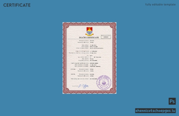 Kiribati-Sterbeurkunde (PSD-Beispielvorschau)